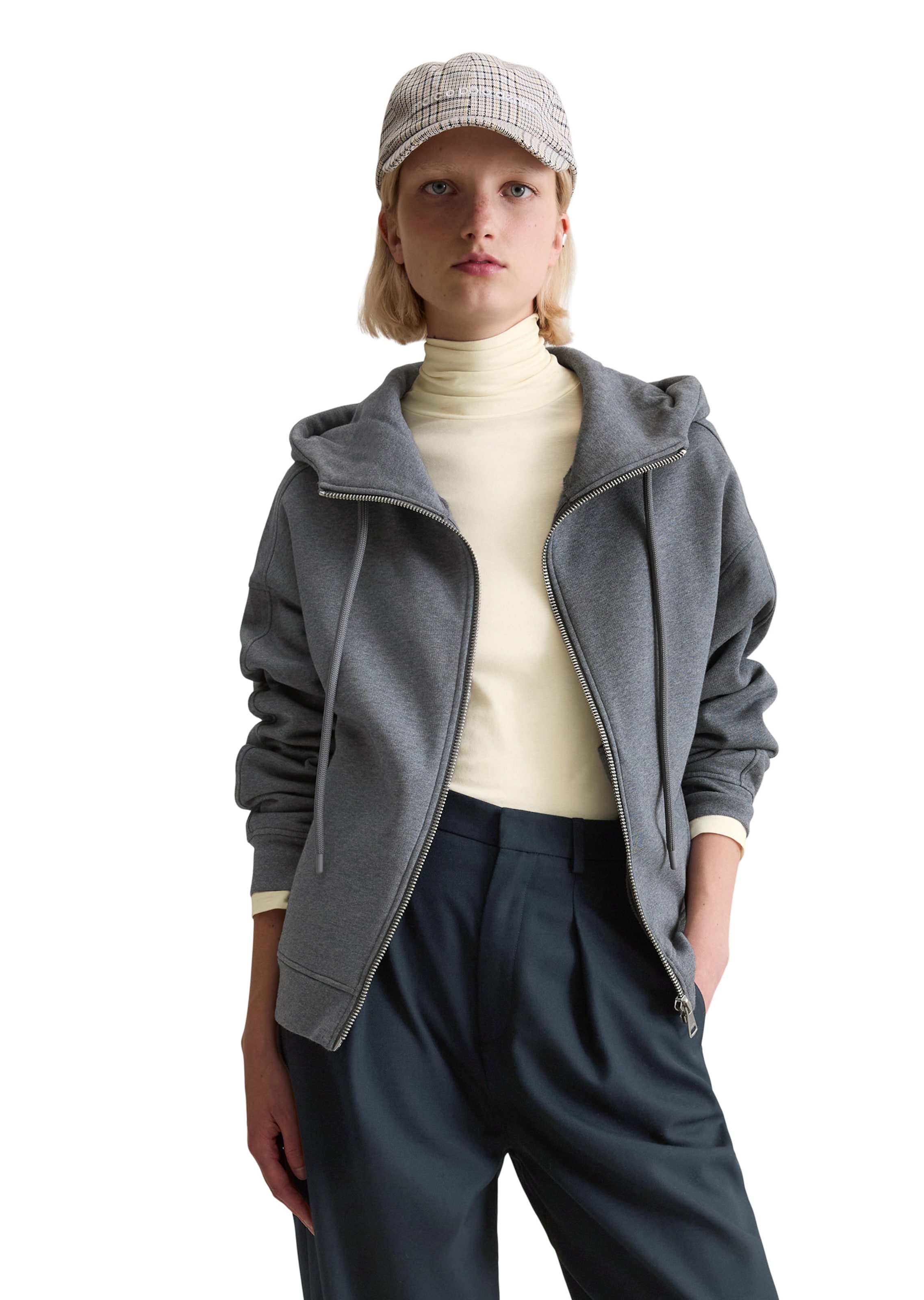 Marc O'Polo DENIM Sweatvest in Grijs: voorkant