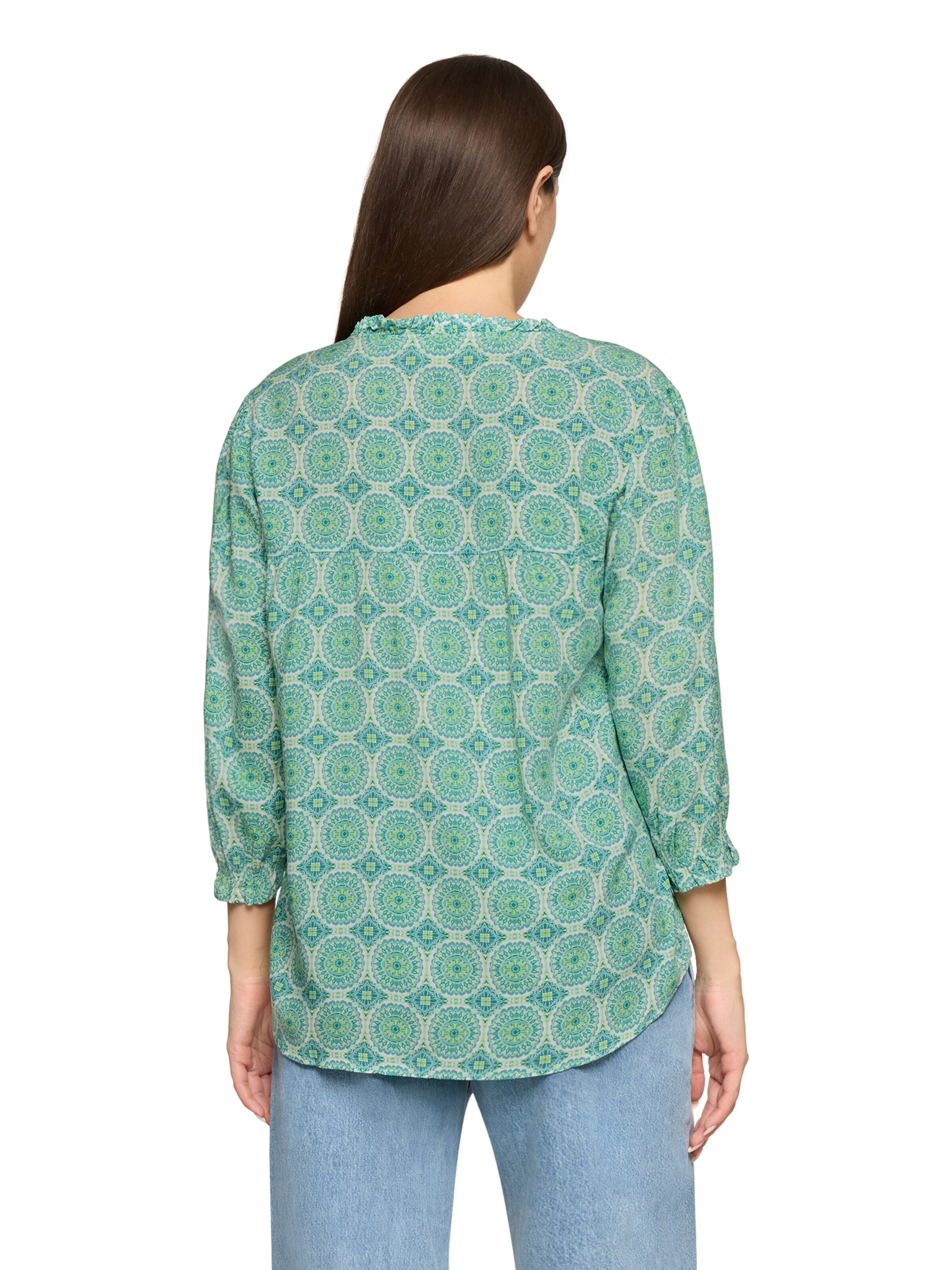 Cartoon Casual-Bluse mit Raffung in Grün