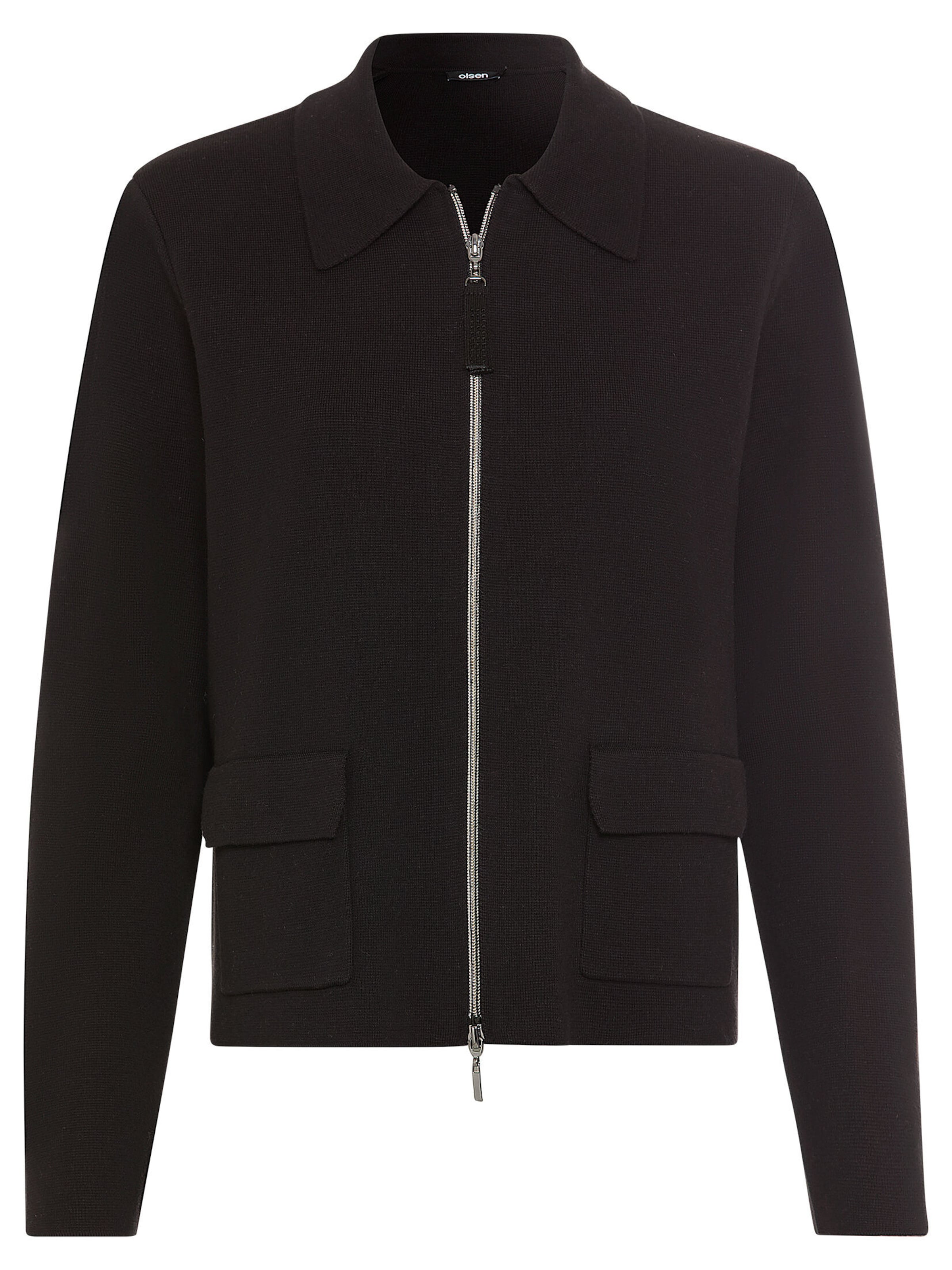 Olsen Gebreid vest in Zwart: voorkant