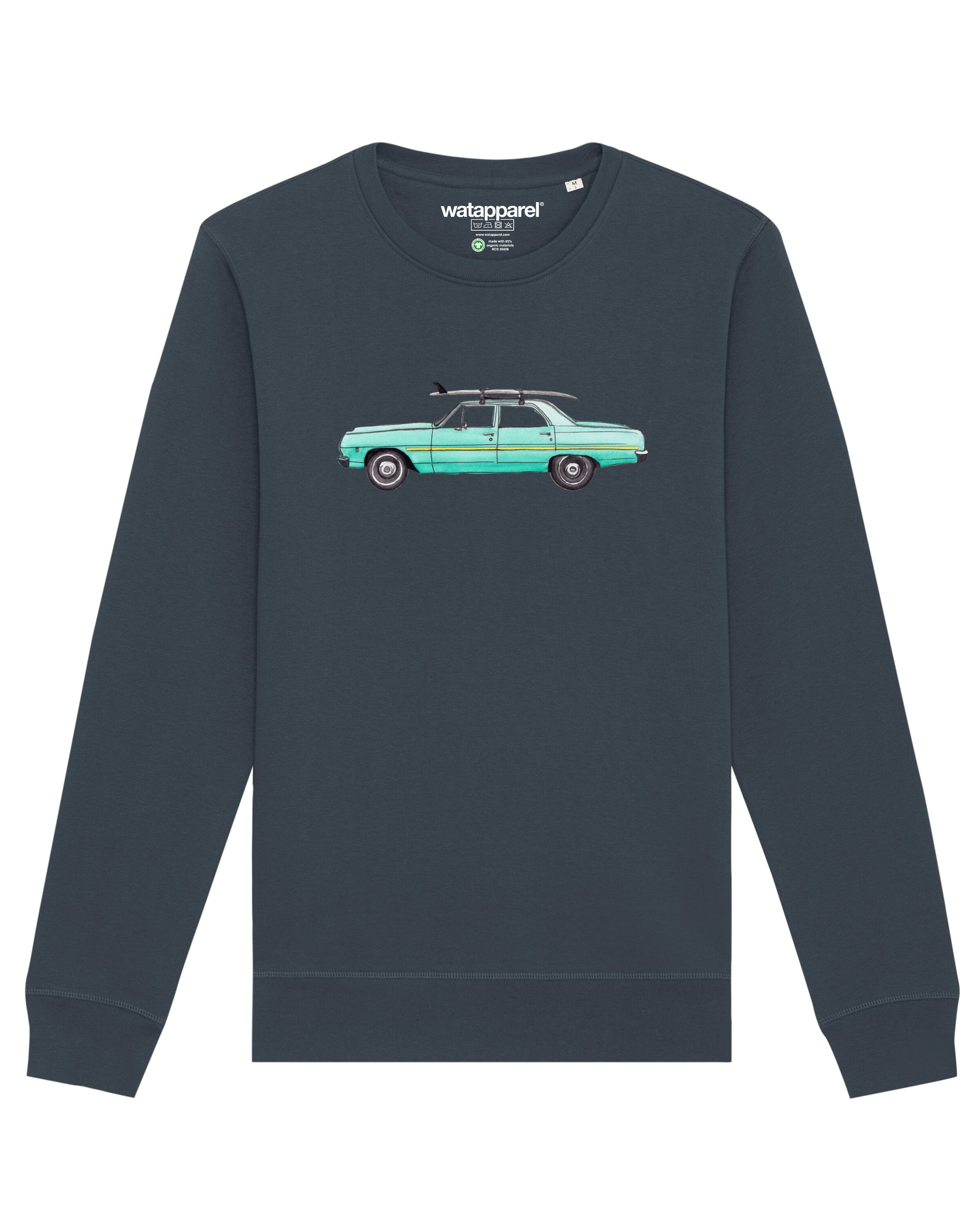 Watapparel Sweatshirt ' Surf Car ' in Grijs: voorkant