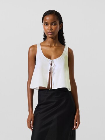 balts Karl Lagerfeld Bezvīļu Blūze: no priekšpuses