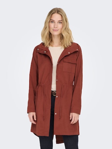 JDY Between-Seasons Parka in Brown: front