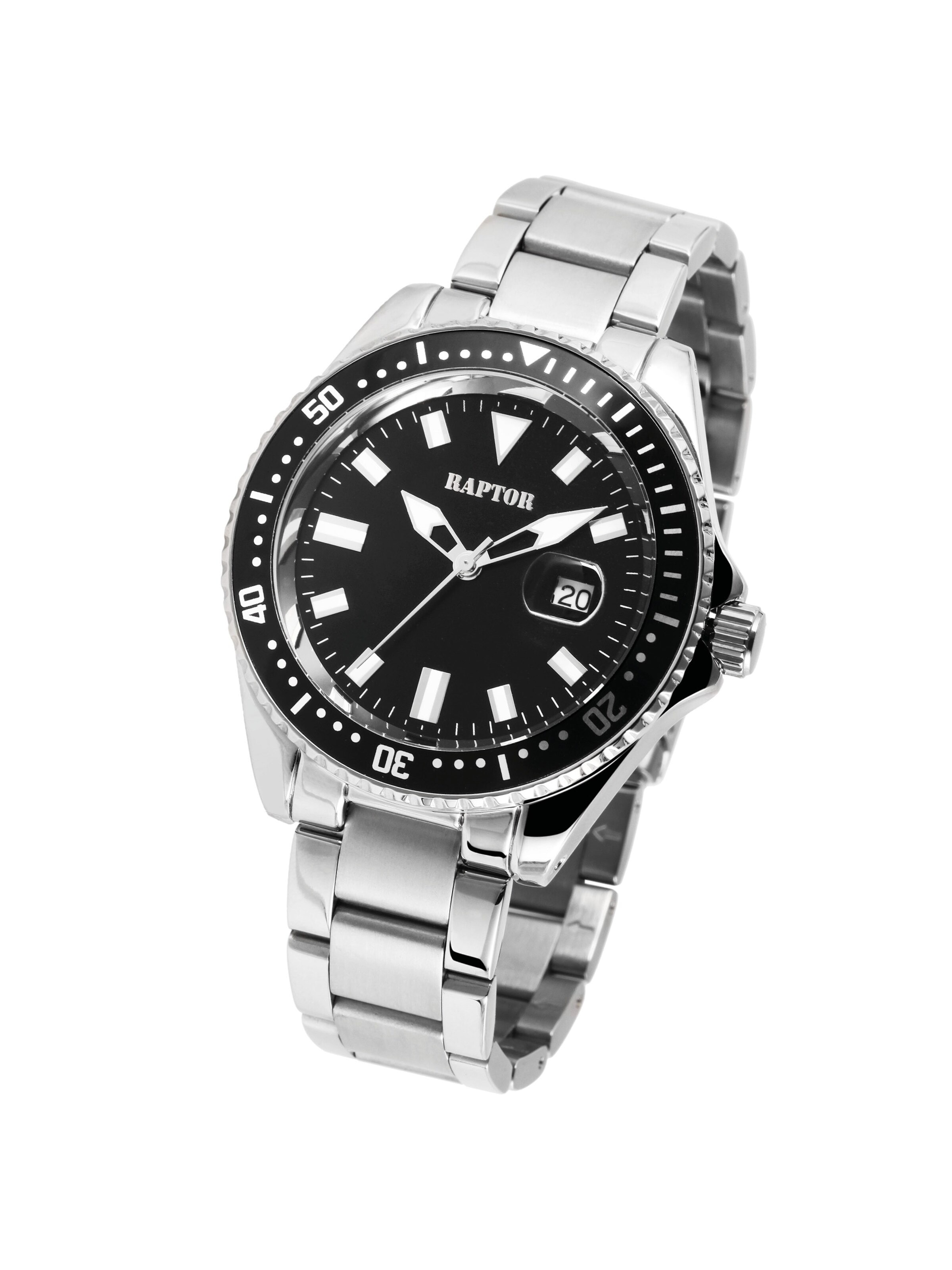 Raptor Analog Watch 'Serious, Datumsanzeige' in Silver