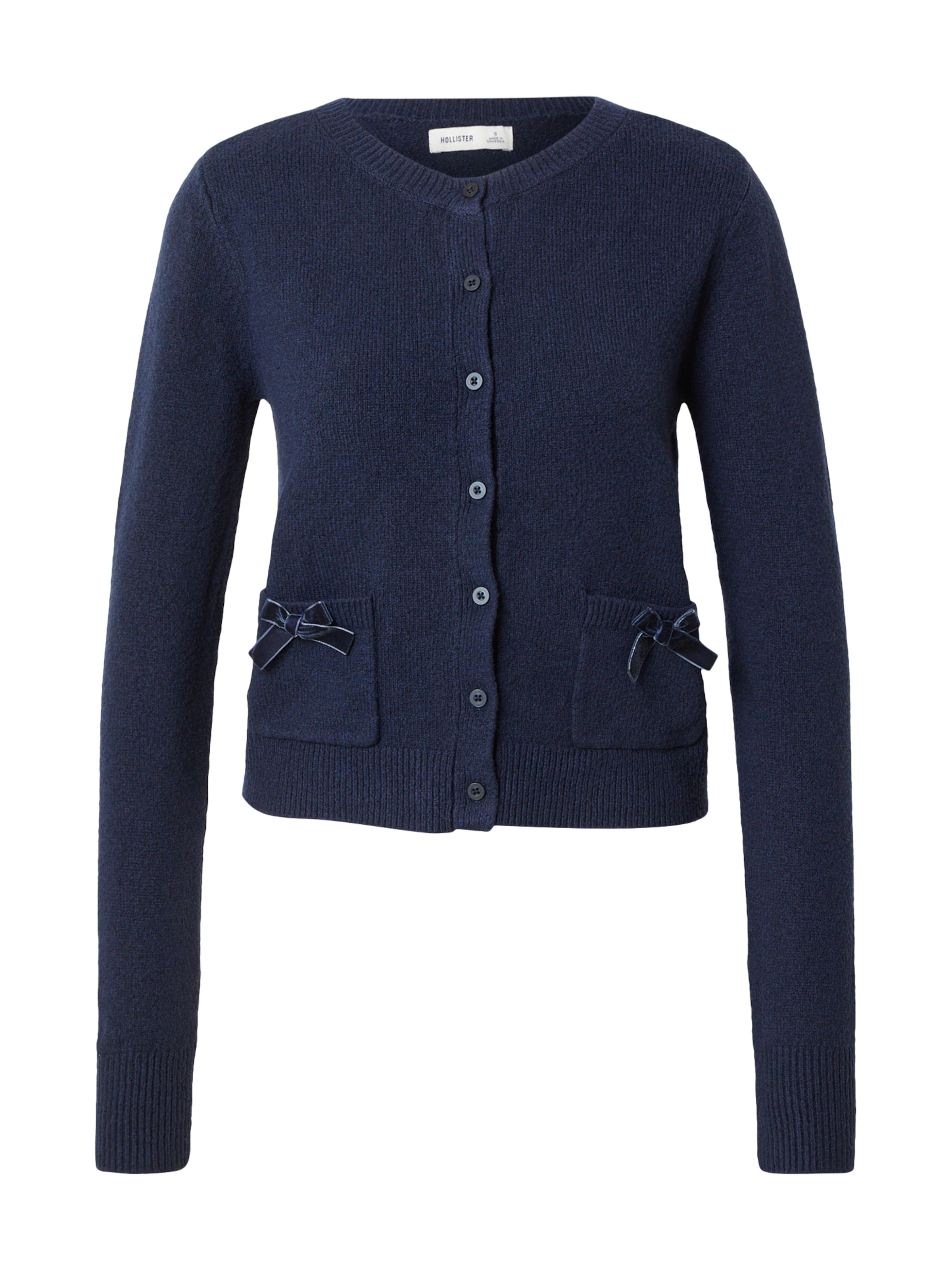 HOLLISTER Плетена жилетка в синьо: отпред