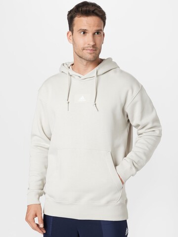 ADIDAS SPORTSWEAR Спортен блузон 'Essentials Feelvivid  Fleece Drop Shoulder' в сиво: отпред