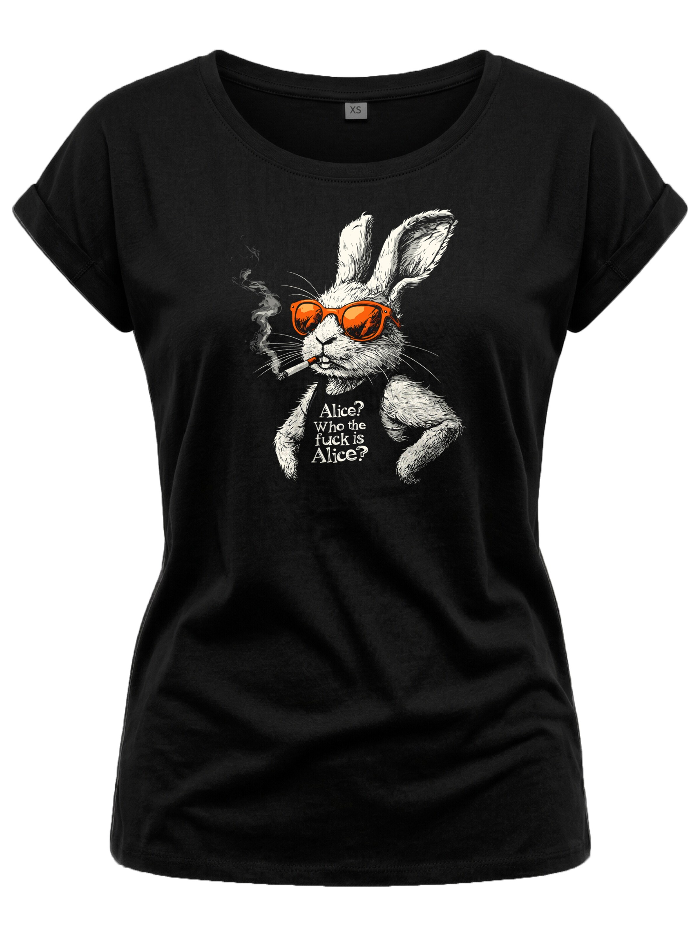MAKAYA Shirt 'Alice Bunny' in Black: front