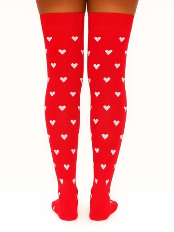Lycille Over the Knee Socks in Red