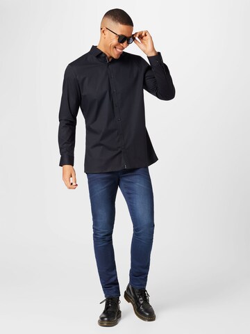 OLYMP - Ajuste estrecho Camisa de negocios en negro