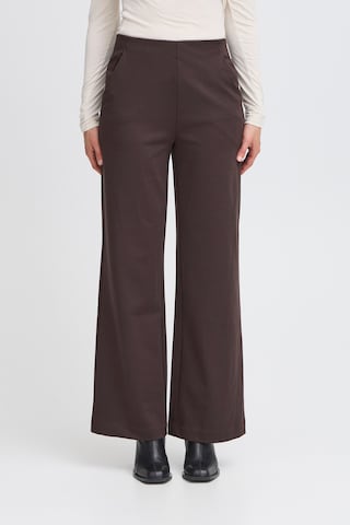 Wide Leg Pantalon 'IHKate ' ICHI en marron : devant