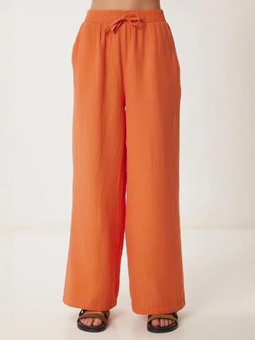Happiness İstanbul Wide leg Broek in Oranje: voorkant