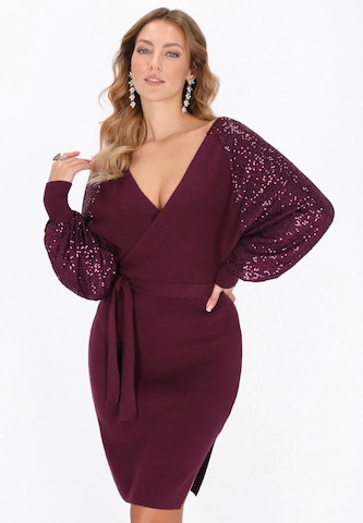 Robes en maille faina en violet : devant