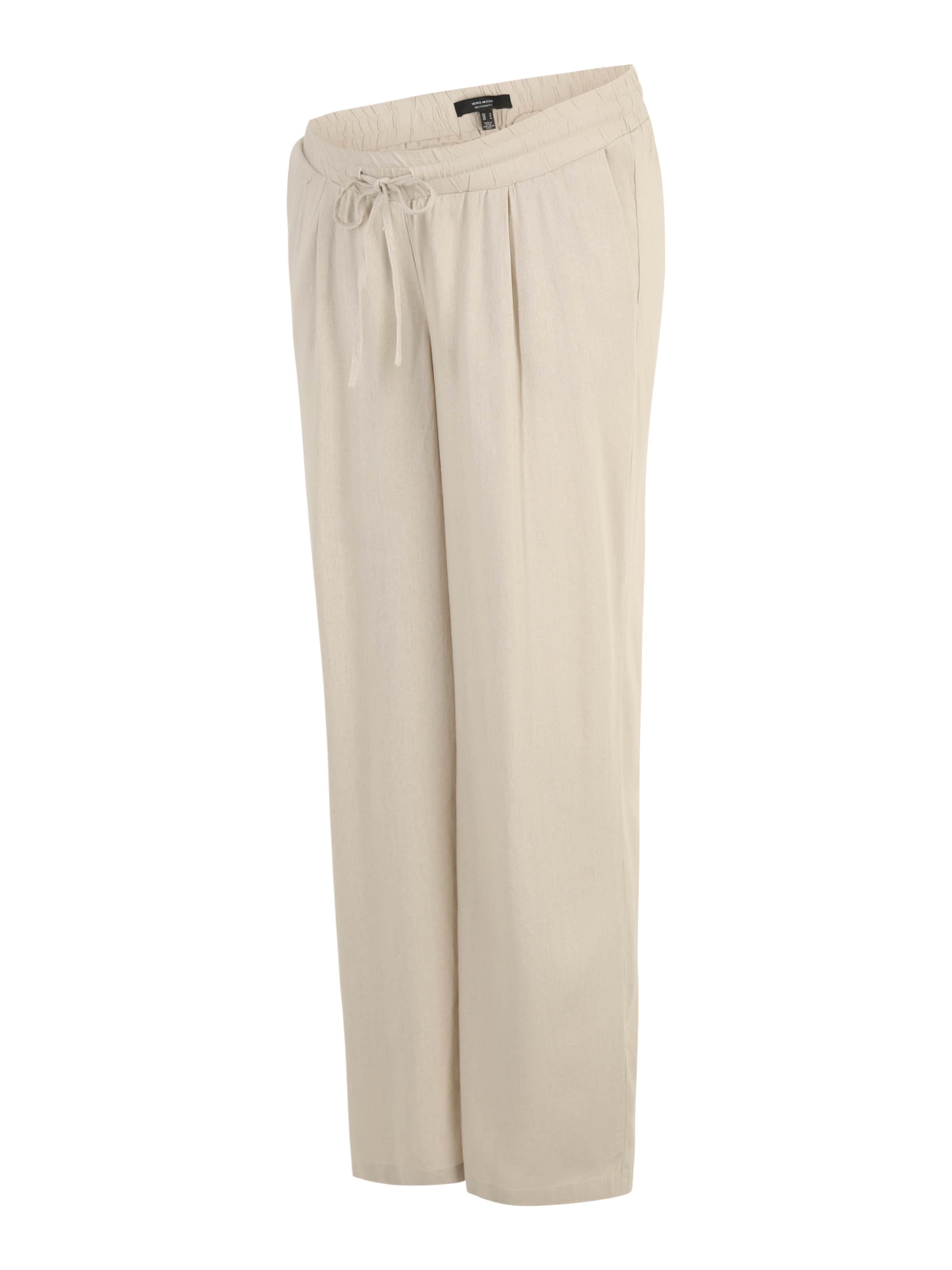 Vero Moda Maternity Loosefit Bandplooibroek 'VMMJesmilo' in Beige: voorkant