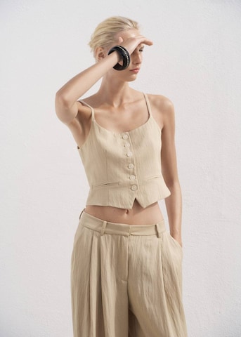 MANGO Wide leg Pleat-Front Pants 'Deia' in Beige