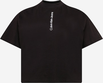 Tricou de la Calvin Klein Jeans Curve pe negru: față