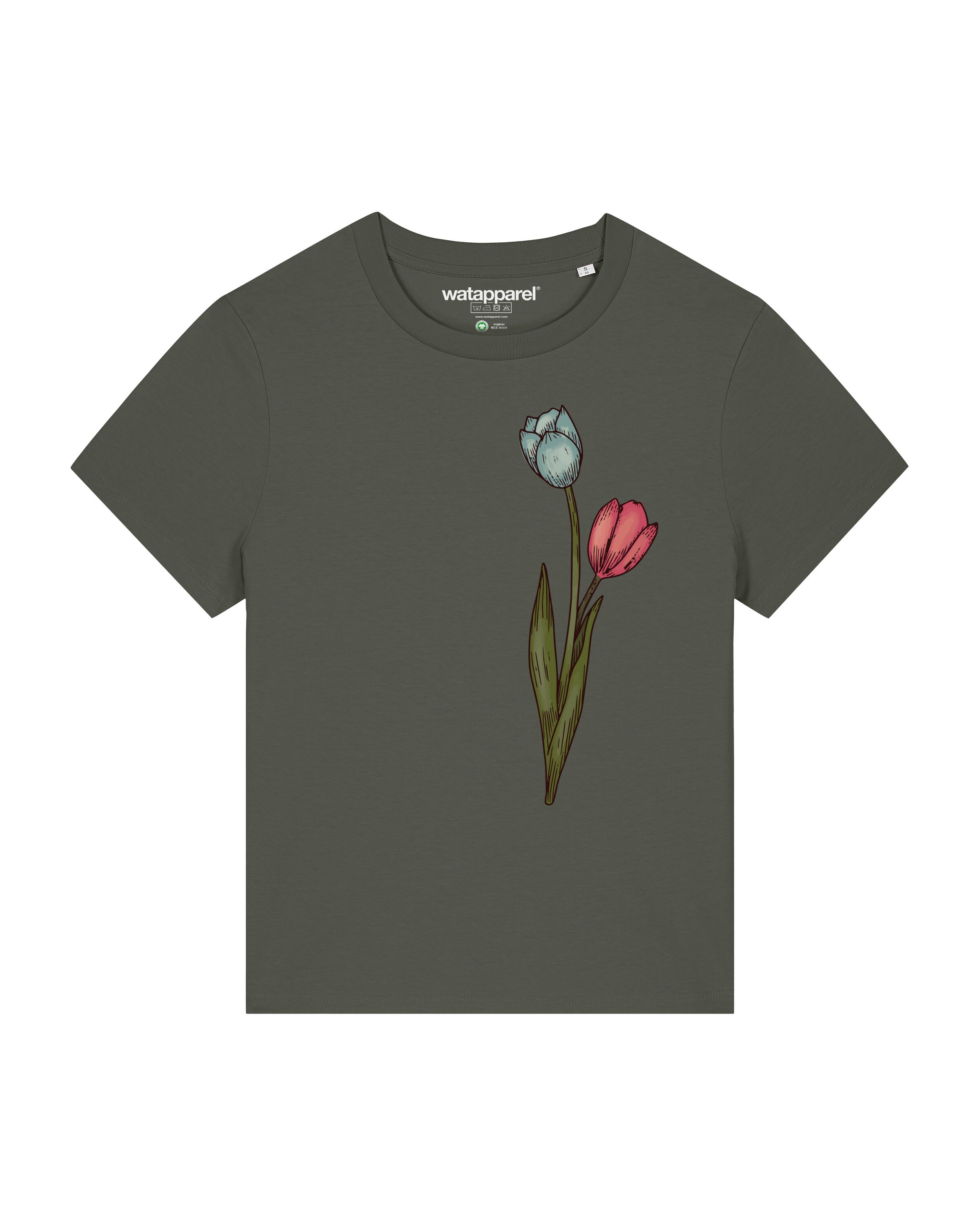 Maglietta 'Blume in Wasserfarbe 05' di Watapparel in verde: frontale