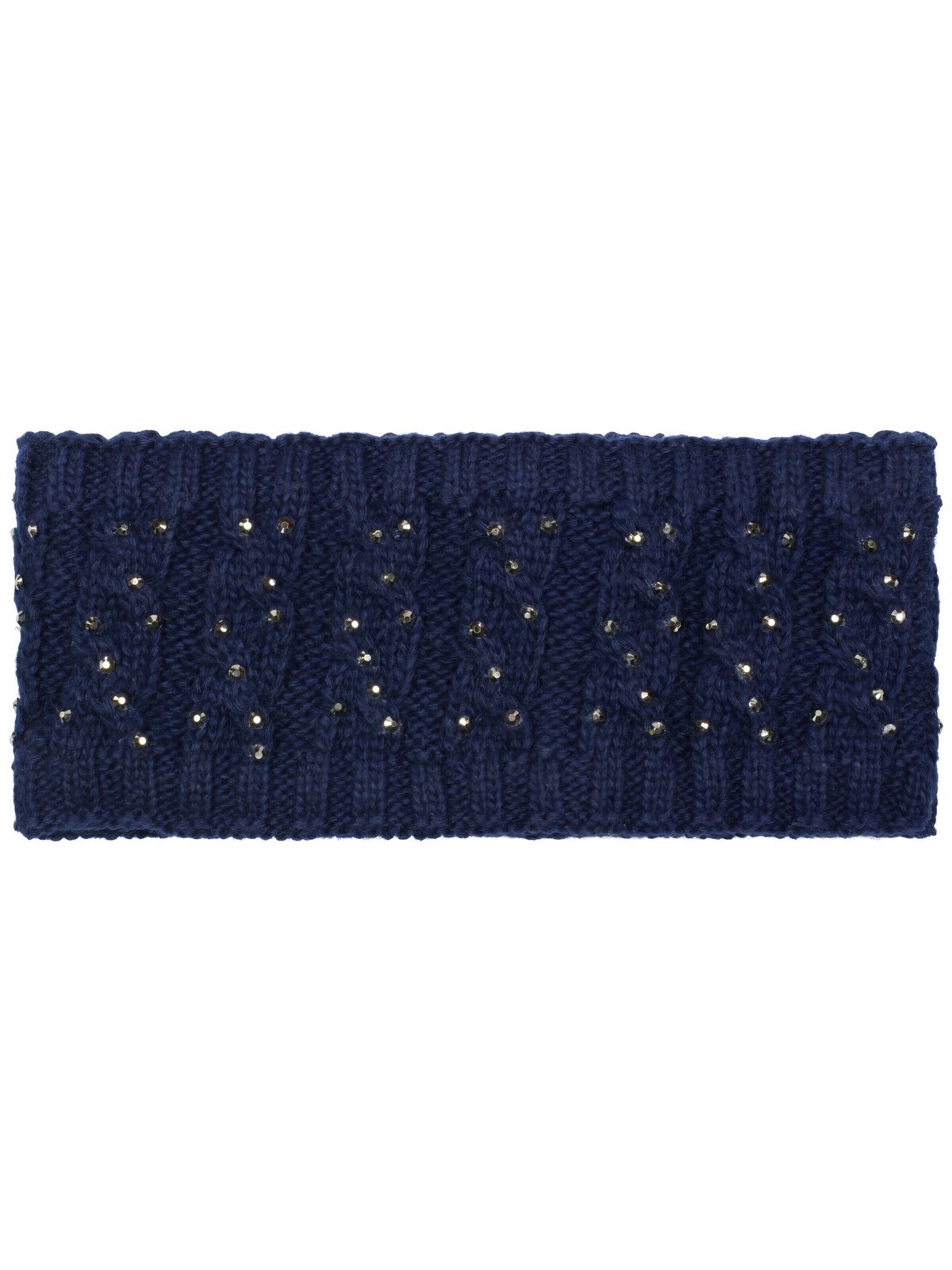 styleBREAKER Headband 'Strick Stirnband mit Strass & Zopfmuster' in Blue: front