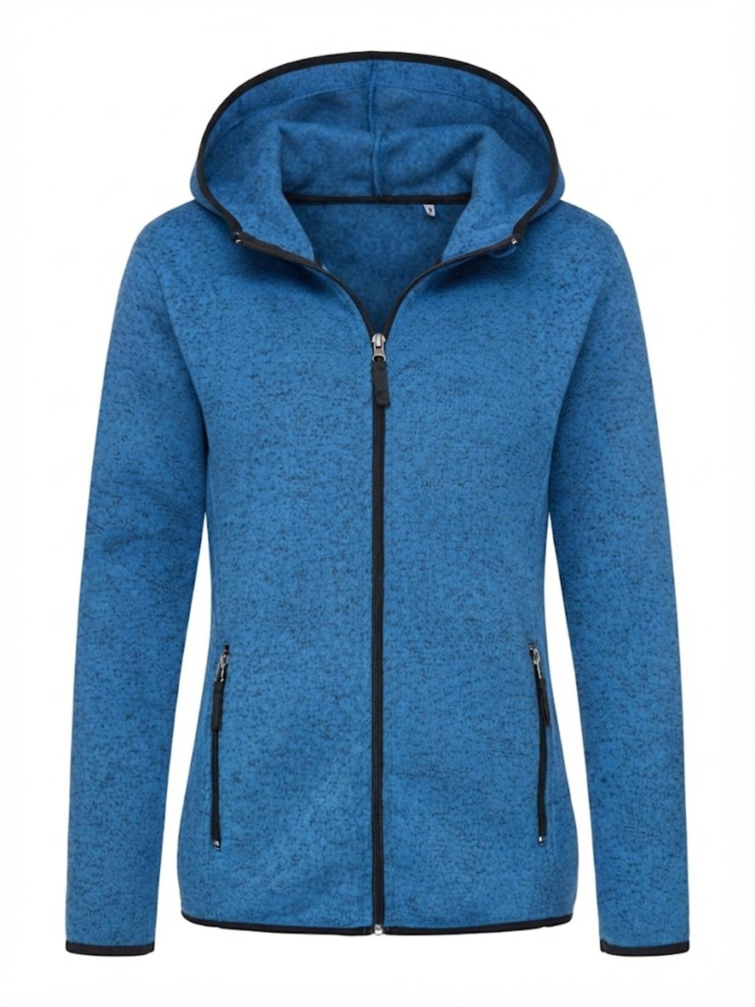 Stedman Fleece jas 'Stedman Dames Fleece Vest met Capuchon - Knit Fleece' in Blauw: voorkant