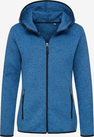 Stedman Fleece jas 'Stedman Dames Fleece Vest met Capuchon - Knit Fleece' in Blauw: voorkant