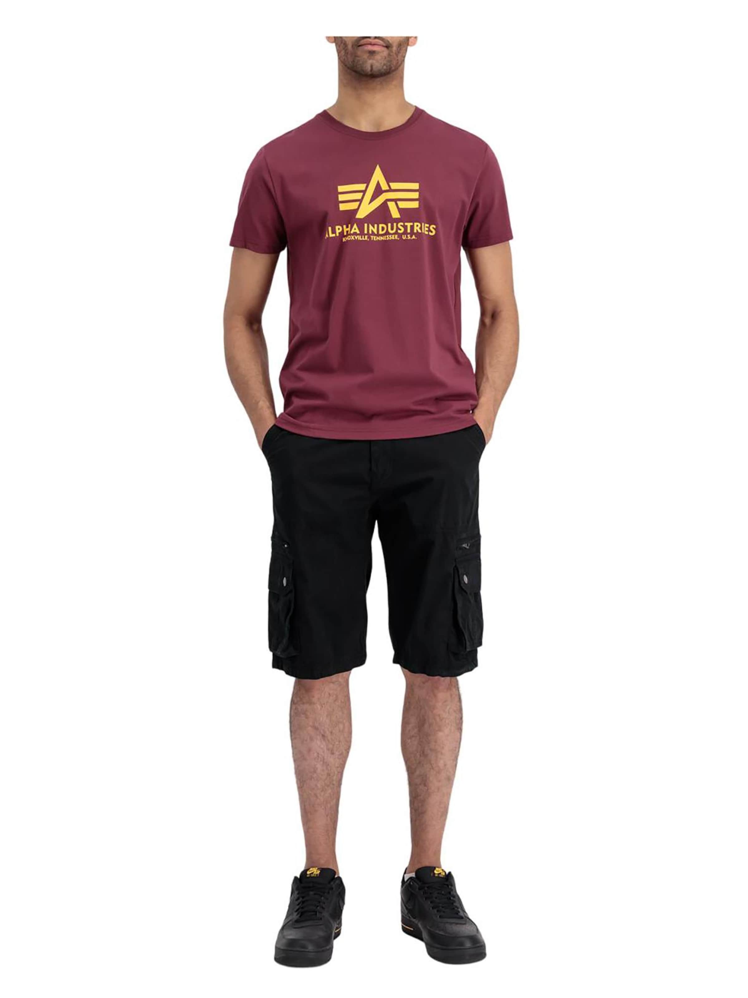 ALPHA INDUSTRIES Majica 'Basic Logo' | rdeča barva