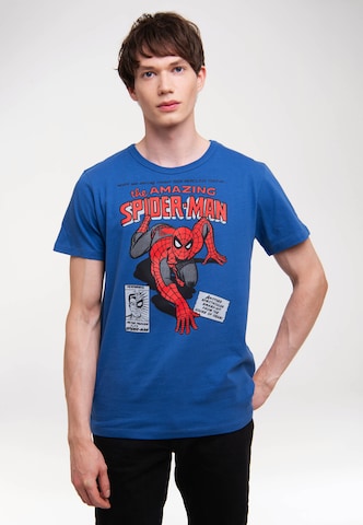 LOGOSHIRT Shirt 'Marvel - Spider-Man Merciless Foes' in Blauw: voorkant