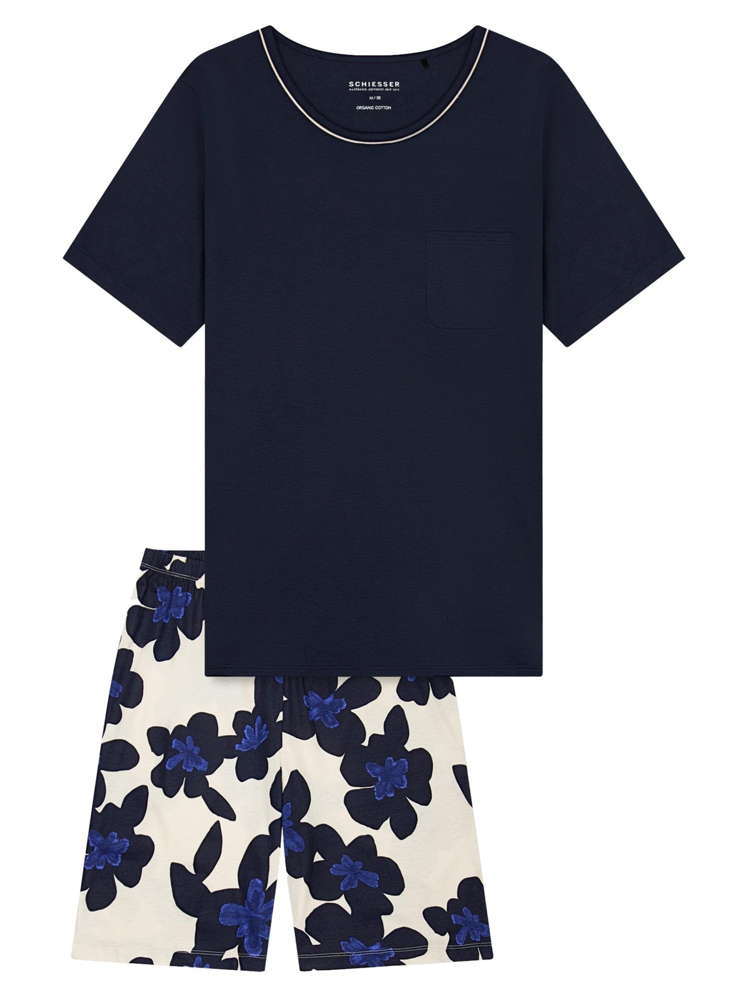 SCHIESSER Pajama 'Comfort Nightwear ' in S/Regular in Dark blue / Off white, Item view