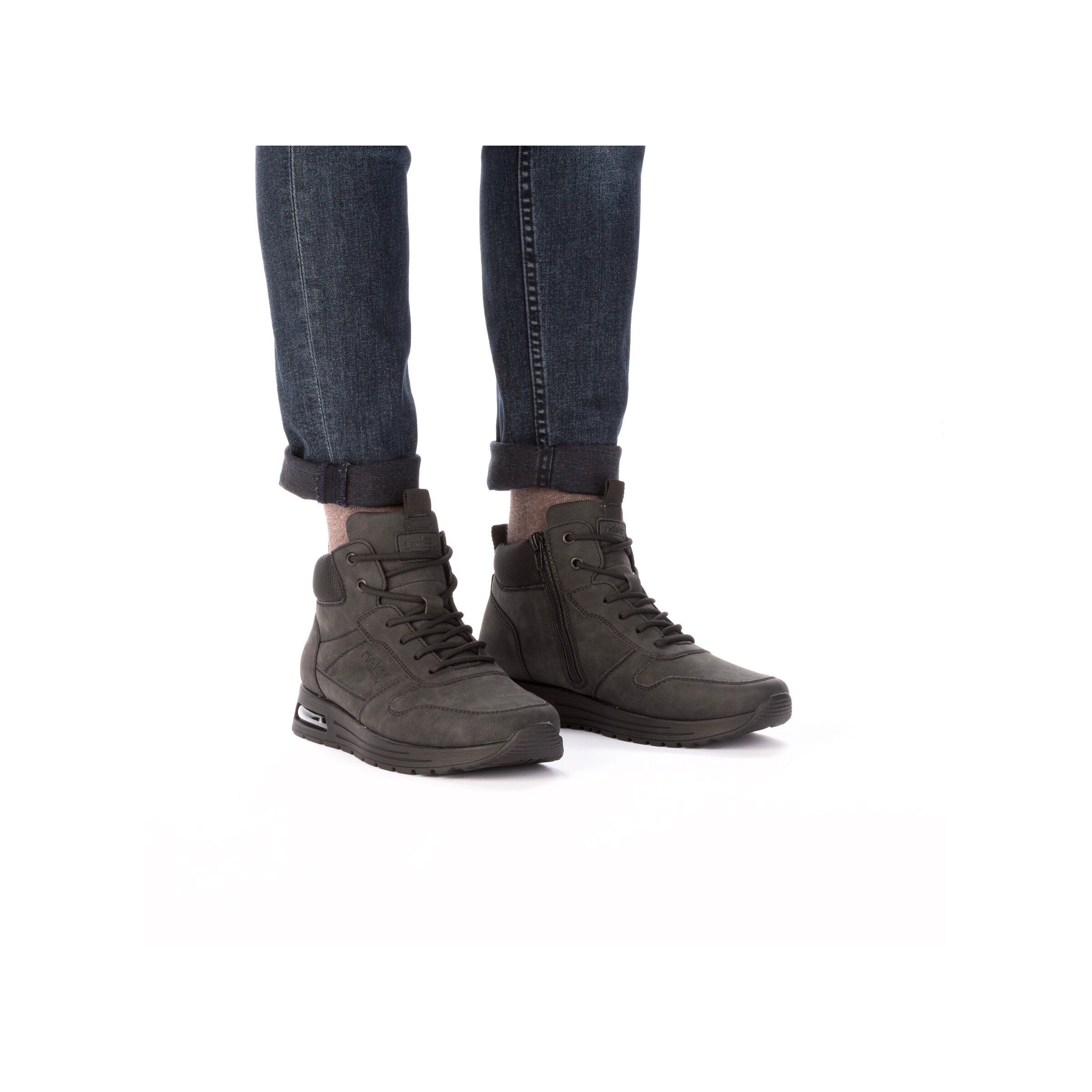 Rieker Lace-Up Boots in Grey: front