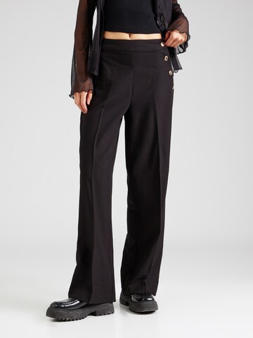 VILA Regular Trousers with creases 'VISELMA BOANNA' in Black: front