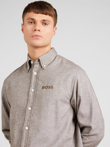 BOSS Black Comfort fit Button Up Shirt 'OWEN' in Grey