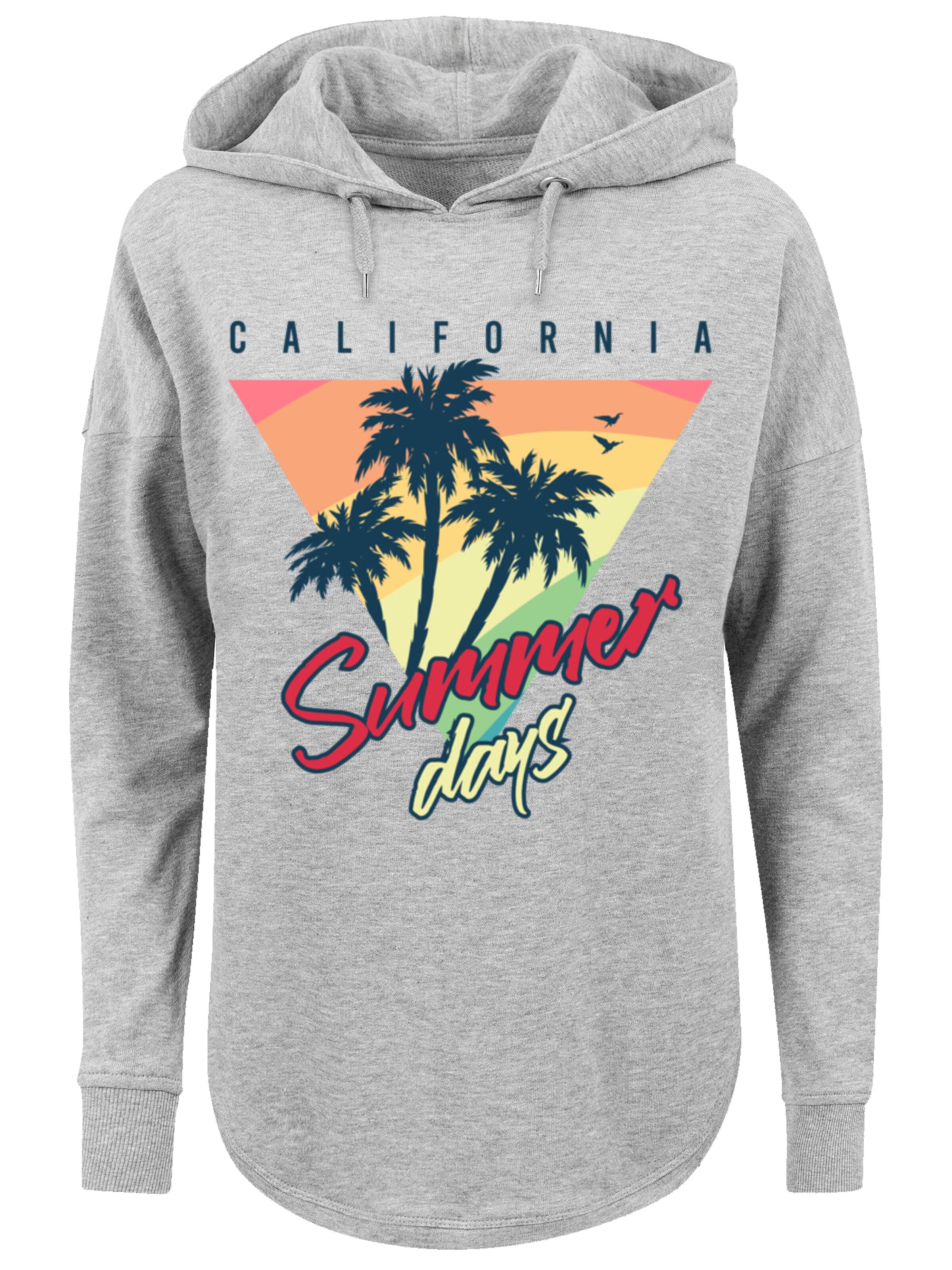 F4NT4STIC Sweatshirt 'California Palmen Retro' in Grijs: voorkant