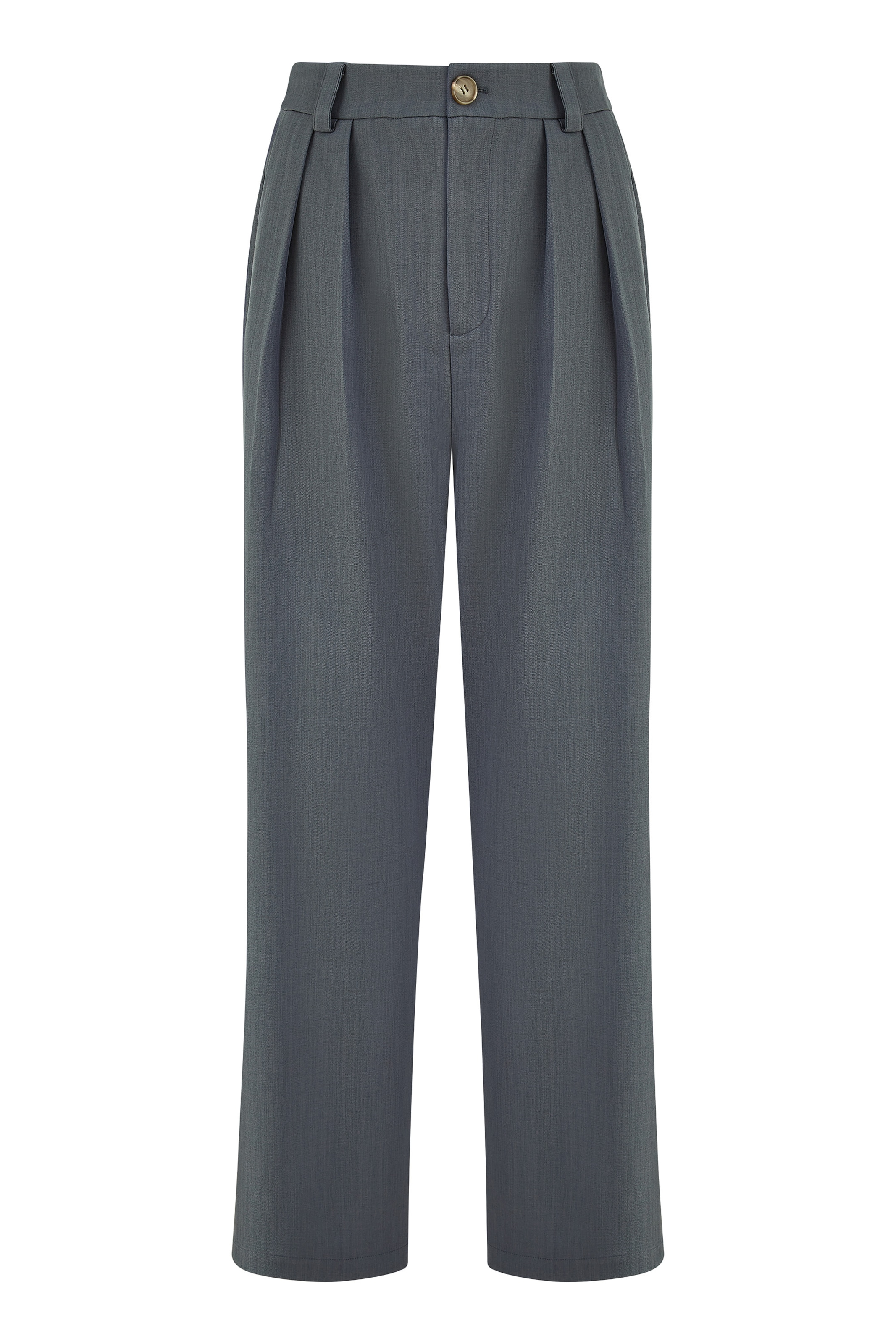 Yumi Loosefit Bundfaltenhose in Grau: Vorderseite