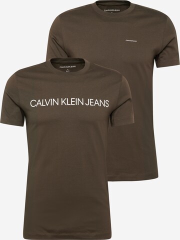 T-Shirt Calvin Klein Jeans en vert : devant