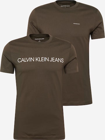 Tricou de la Calvin Klein Jeans pe verde: față