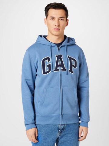 GAP Zip-Up Hoodie 'HERITAGE' in Blue: front