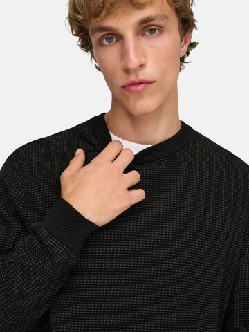 Only & Sons Trui 'ONLY & SONS ONSDAVE REG LS CREW NECK KNIT NOOS MAGLIONCINO' in Zwart