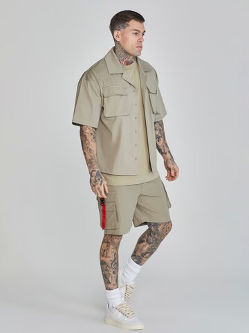 SikSilk Comfort fit Button Up Shirt in Green