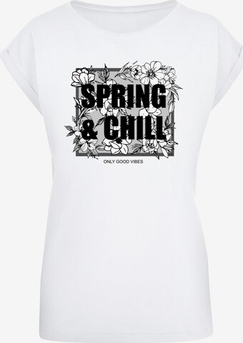 Merchcode T-Shirt 'Spring And Chill' in Weiß: predná strana