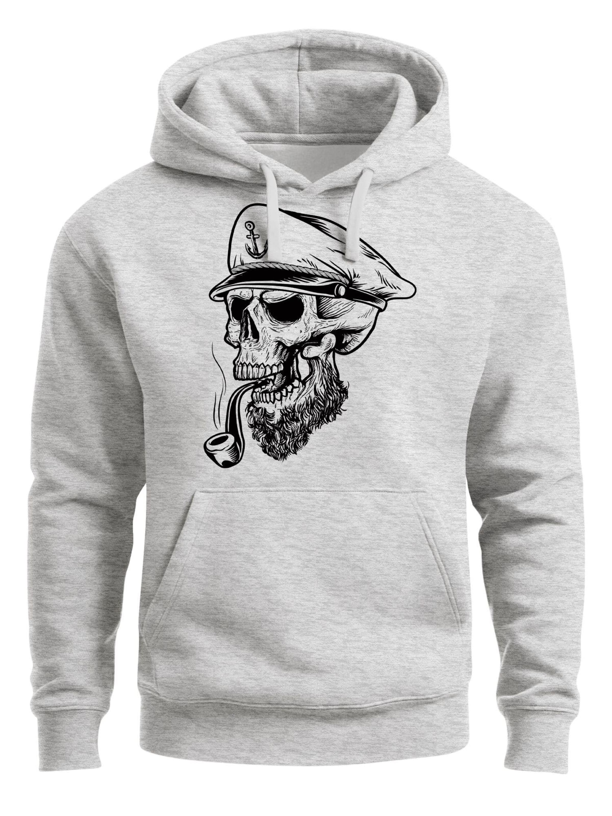 Neverless Sweatshirt 'Captain Skull 2'‌‌‌‌‌‌‌‌ in Grau: Vorderseite