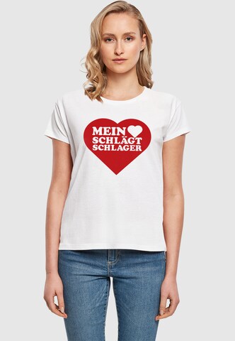 Merchcode T-Shirt 'MHSS Herz' in Weiß: Vorderseite