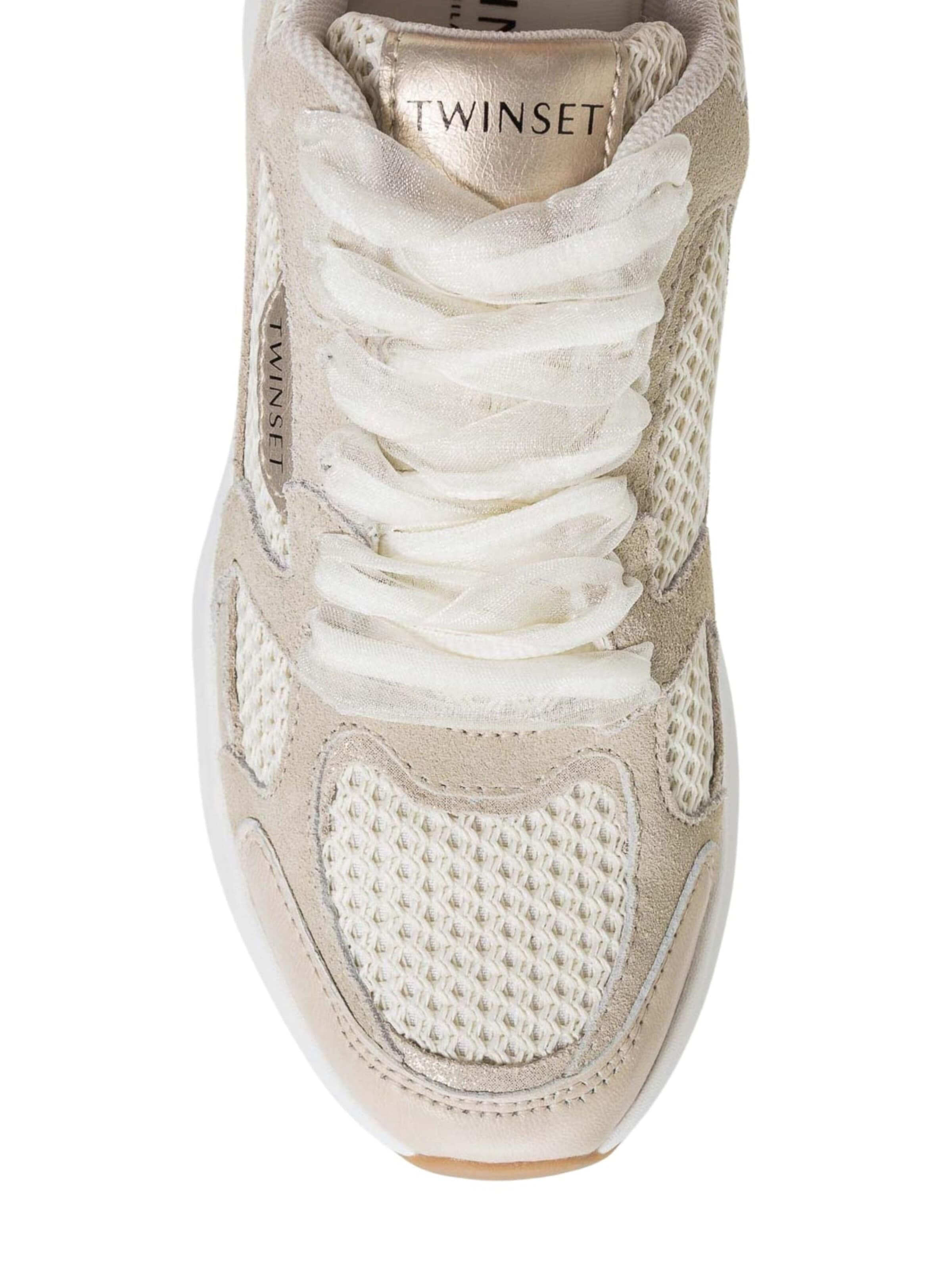 Twinset Platform trainers 'Leather and mesh platform sneakers' in White
