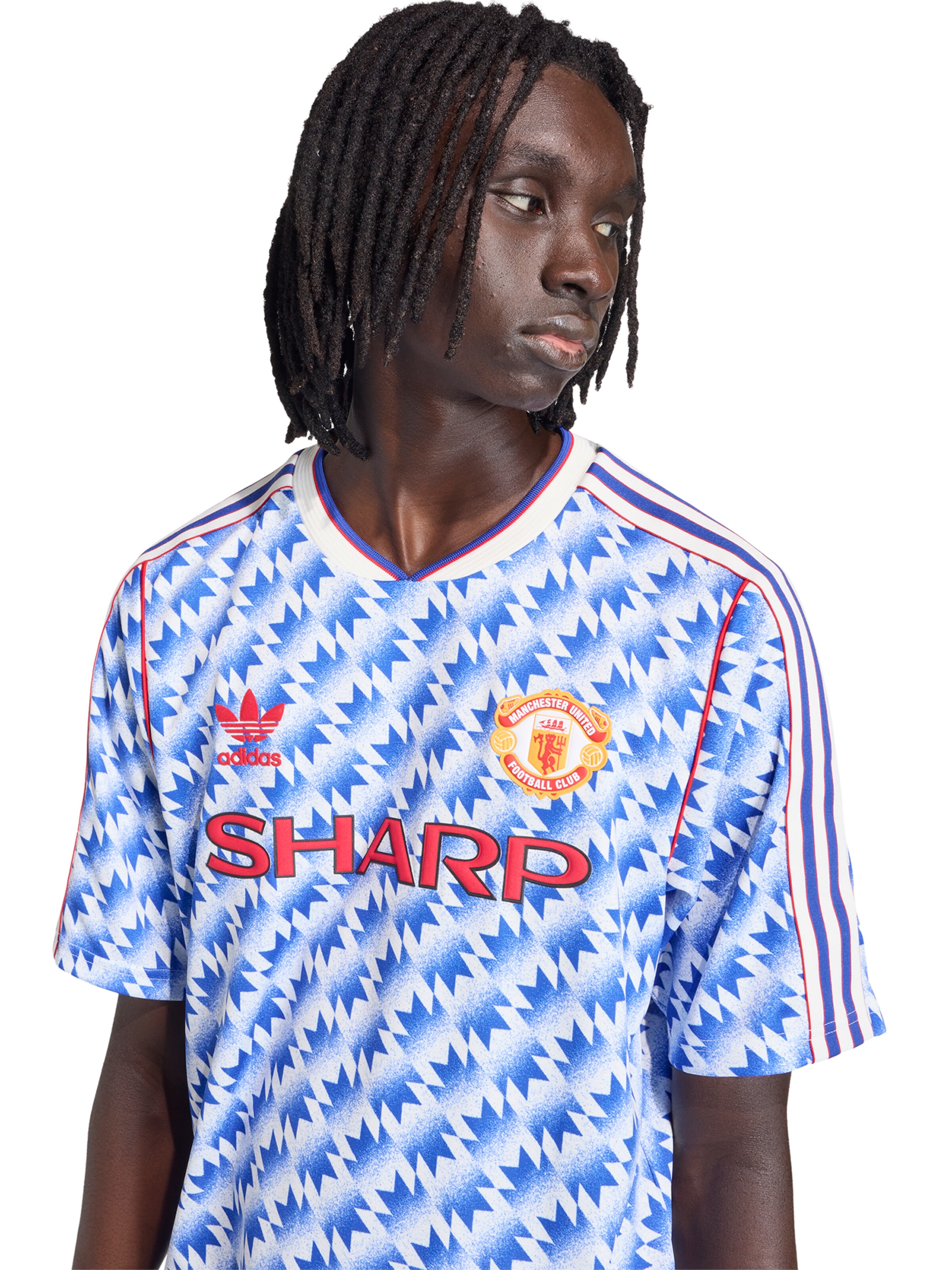 mėlyna ADIDAS PERFORMANCE Sportiniai marškinėliai 'MUFC A JSY 90'