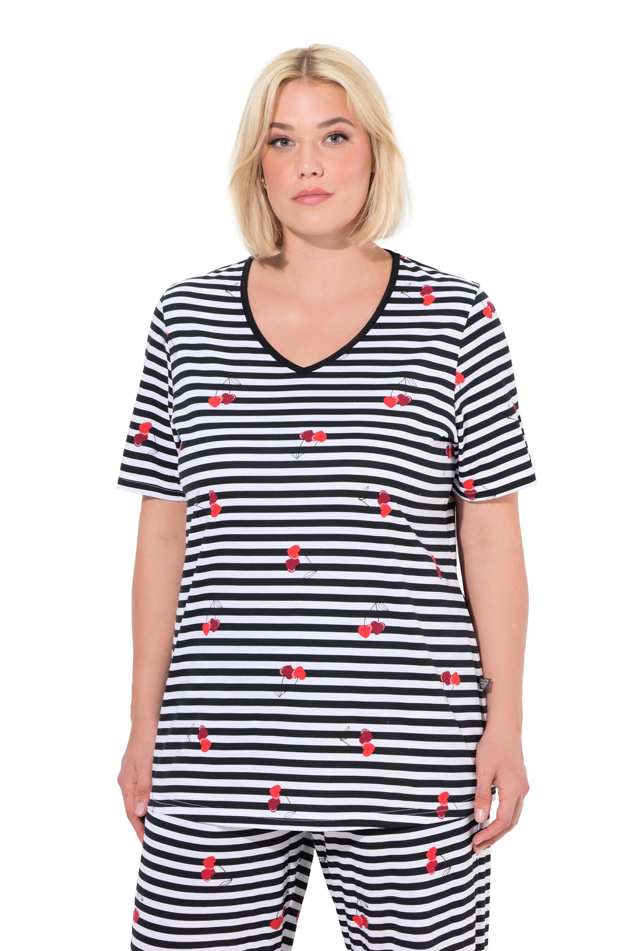 Ulla Popken Pajama shirt in Black: front