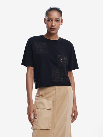 Desigual - Camiseta en negro: frente