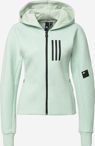ADIDAS SPORTSWEAR Athletic Zip-Up Hoodie 'Mission Victory  Fit ' in Green: front