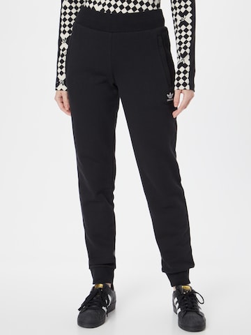 ADIDAS ORIGINALS - Tapered Pantalón de pijama 'Adicolor Essentials' en negro: frente