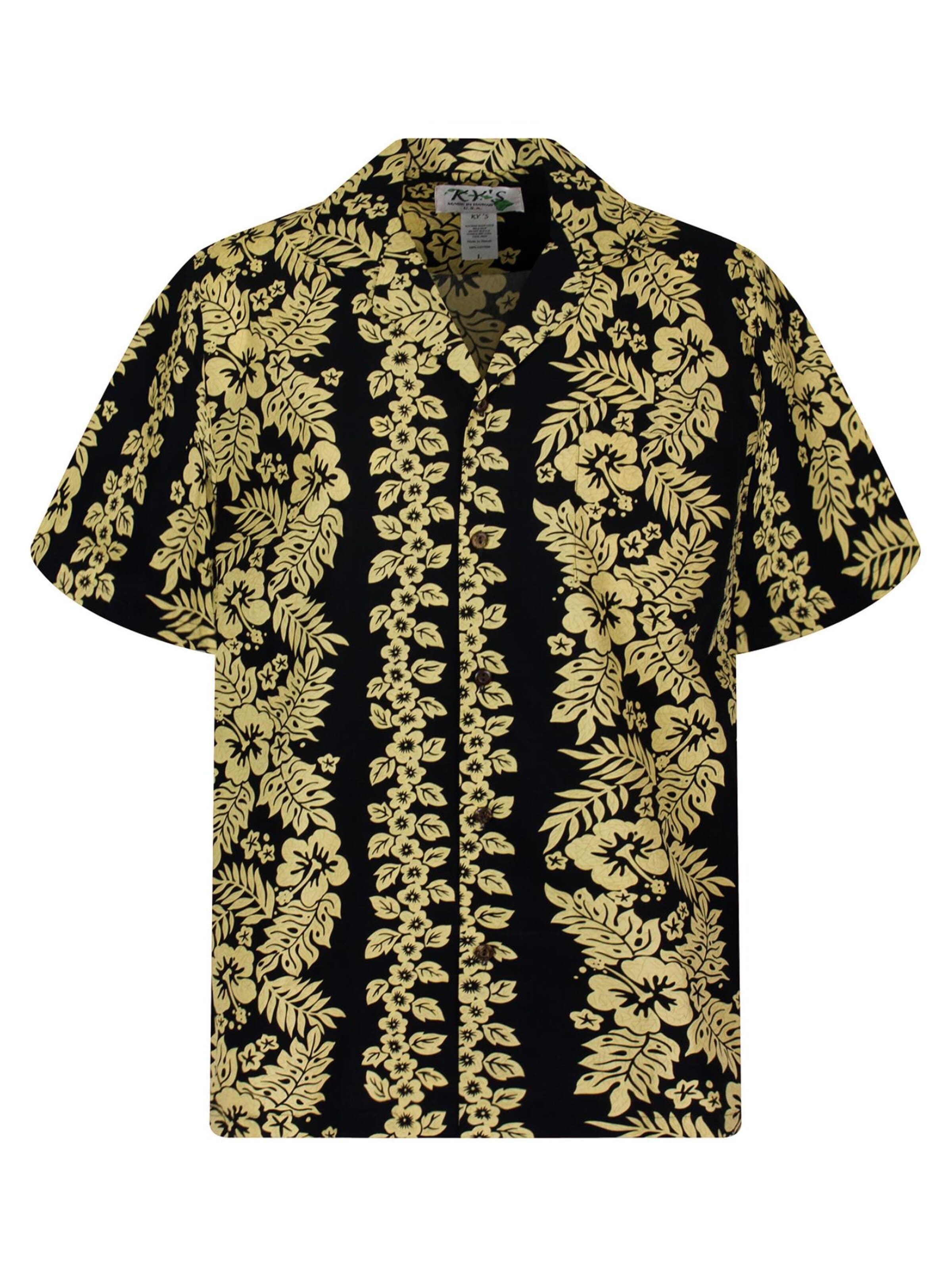 KY's Regular Fit Hemd 'Goldgirlande'‌‌‌‌‌‌‌‌ in Schwarz: Vorderseite
