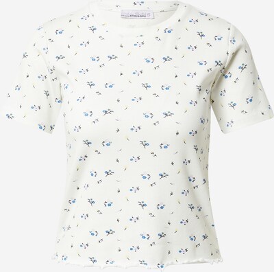 Stitch and Soul T-Shirt in navy / himmelblau / hellgelb / offwhite, Produktansicht