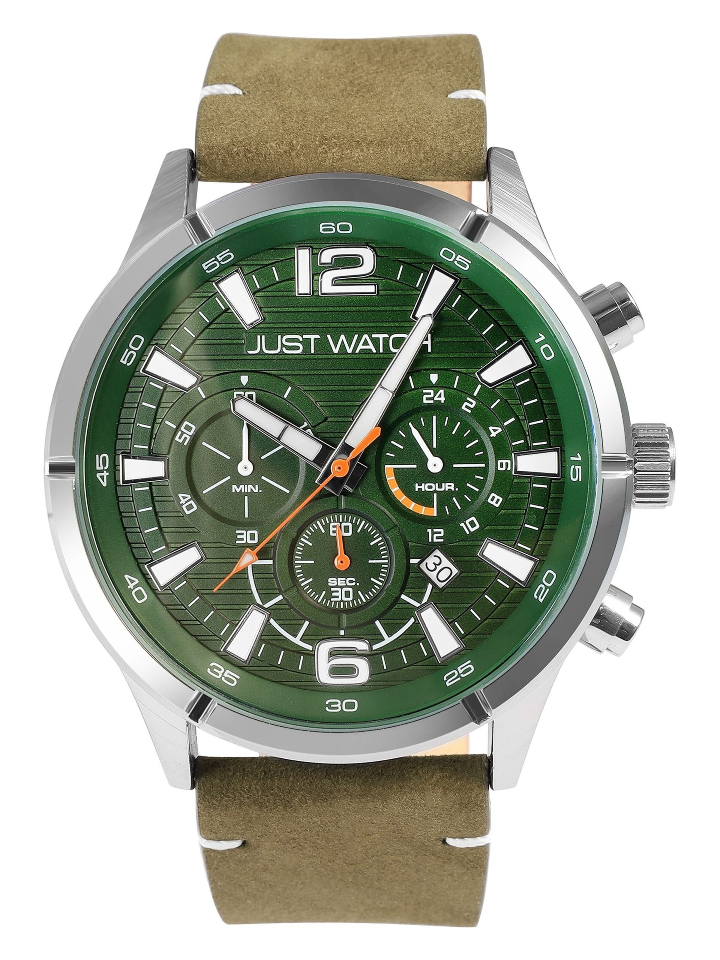 Just Watch Analog Watch 'Evander, Datumsanzeige' in Green