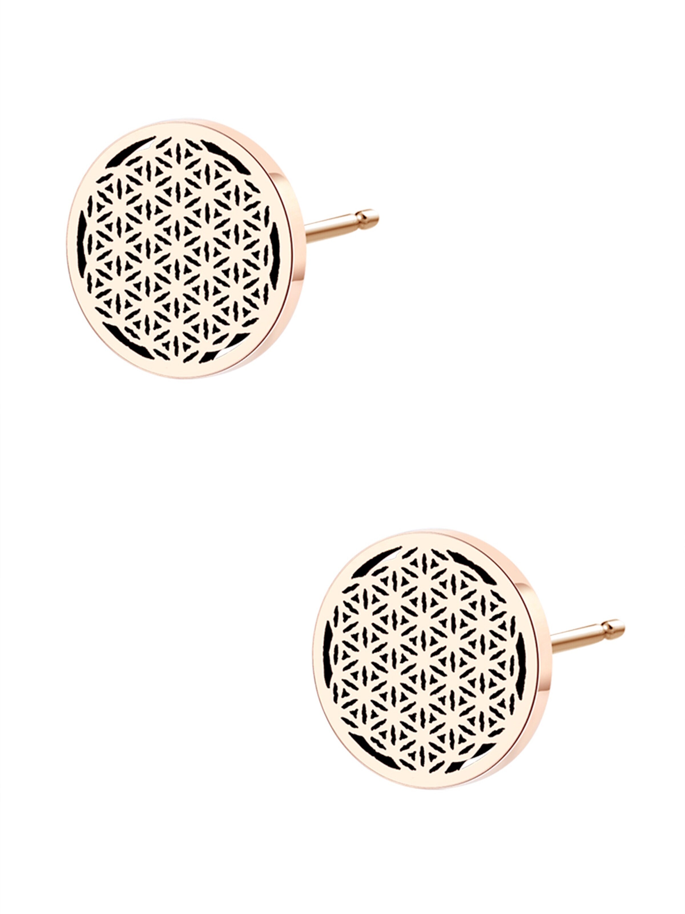 Hey Happiness Earrings 'Flower of life' in Gold: front