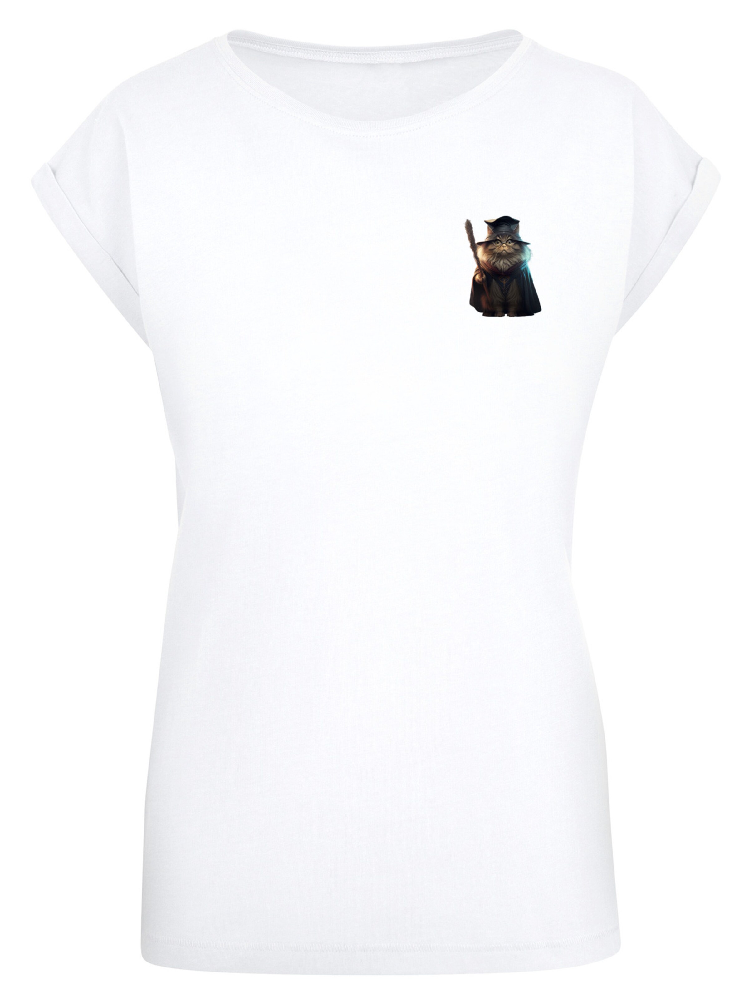 F4NT4STIC Shirt 'Wizard Cat' in Weiß: Vorderseite