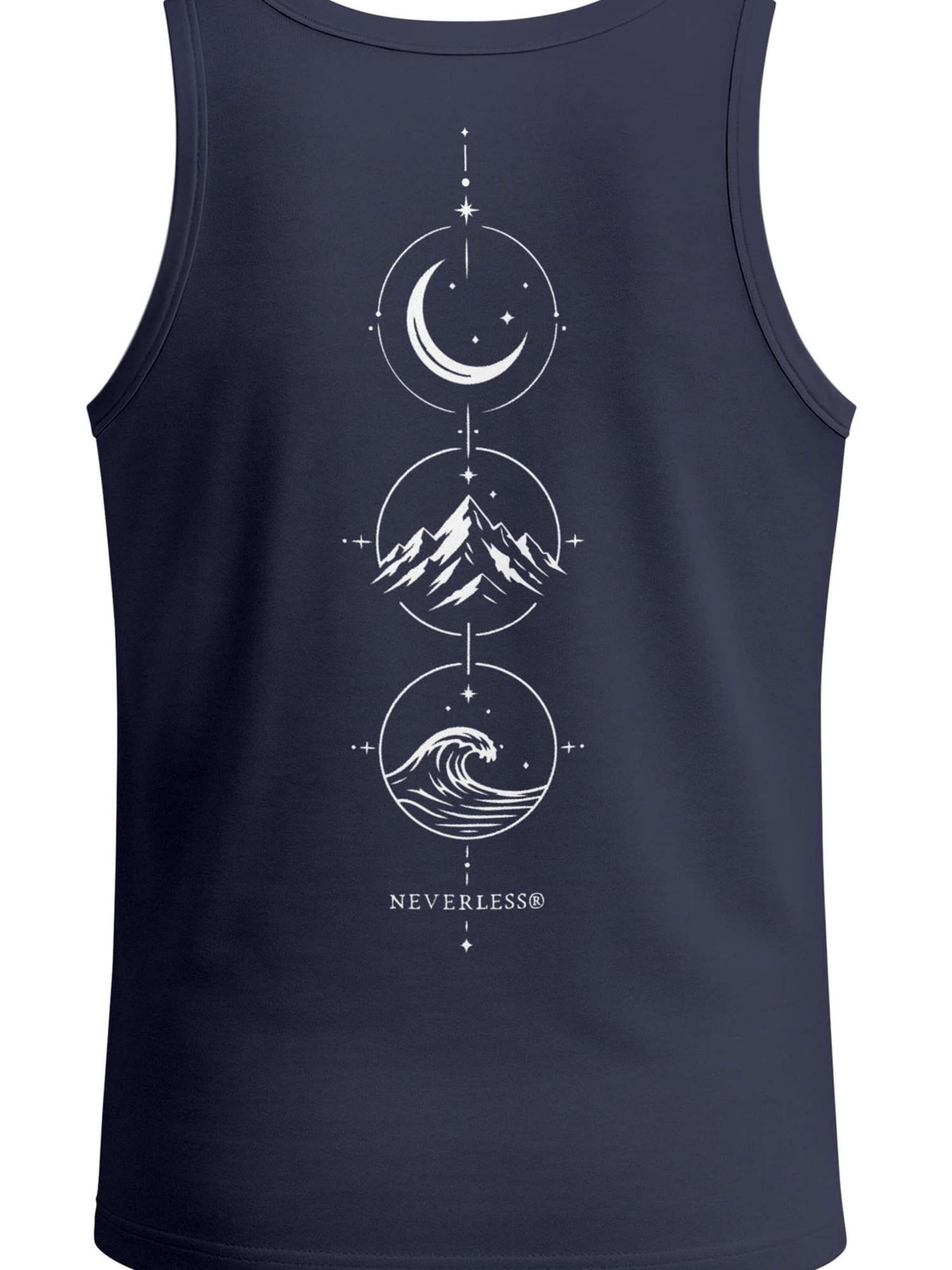 Neverless Shirt 'Berg Mond Welle' in Blue: front